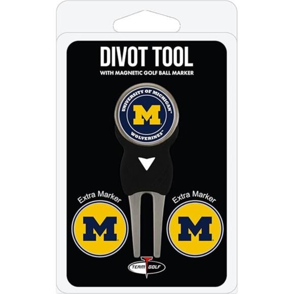 Golf NCAA Divot Tool with 3 Golf Ball Markers Pack, Markers are Removable Magnet - Picture 2 of 2